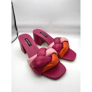 Nine West Medium Pink Braided Block Heel Sandals - Size 5.5 M